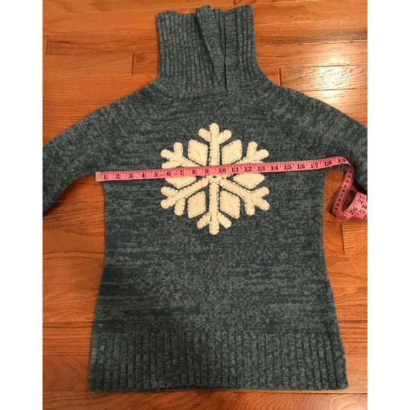Sundance Stratton Green Turtleneck Lambswool Snowflake Sweater - Size Small - Picture 6 of 8